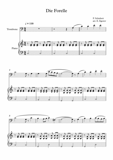 Free Sheet Music Die Forelle Franz Schubert For Trombone Piano