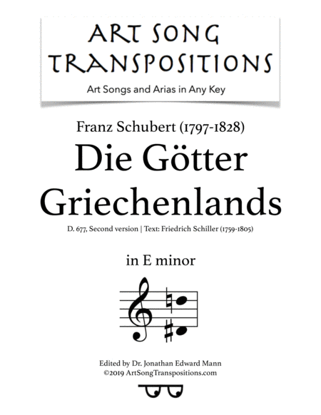 Die Gtter Griechenlands D 677 Second Version E Minor Sheet Music