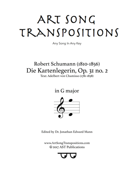 Free Sheet Music Die Kartenlegerin Op 31 No 2 G Major