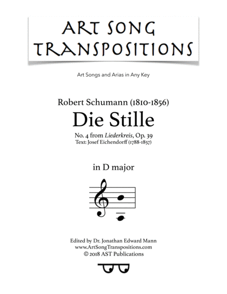 Free Sheet Music Die Stille Op 39 No 4 D Major