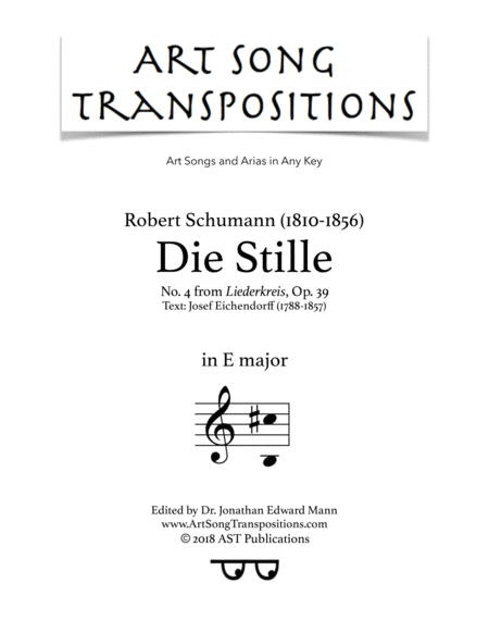 Free Sheet Music Die Stille Op 39 No 4 E Major