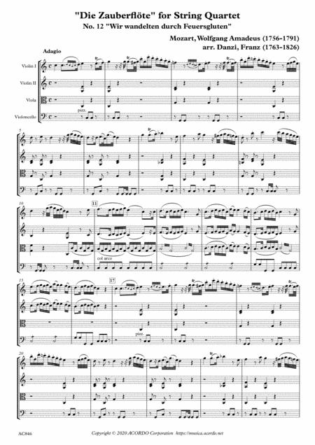 Free Sheet Music Die Zauberflte For String Quartet No 12 Wir Wandelten Durch Feuersgluten