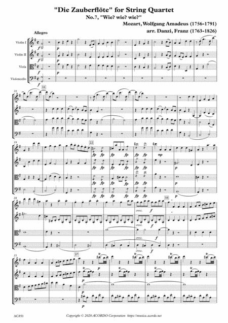 Die Zauberflte For String Quartet No 7 Wie Wie Wie Sheet Music