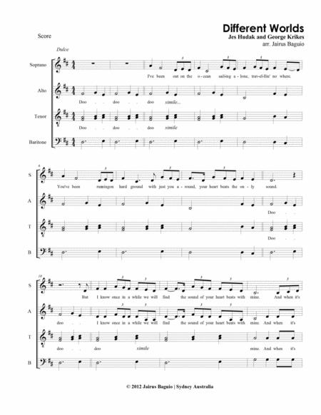 Free Sheet Music Different Worlds For Satb Mixed Choirs A Cappella