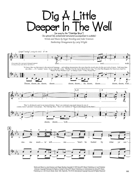 Dig A Little Deeper In The Well Women Sheet Music