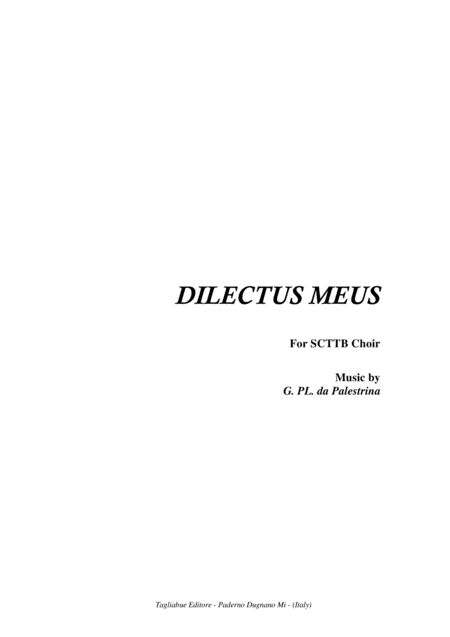 Dilectus Meus By G Pl Da Palestrina For Satb Choir Sheet Music