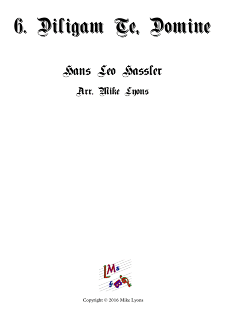 Diligam Te Domine Cantiones Sacrae Brass Quartet Sheet Music