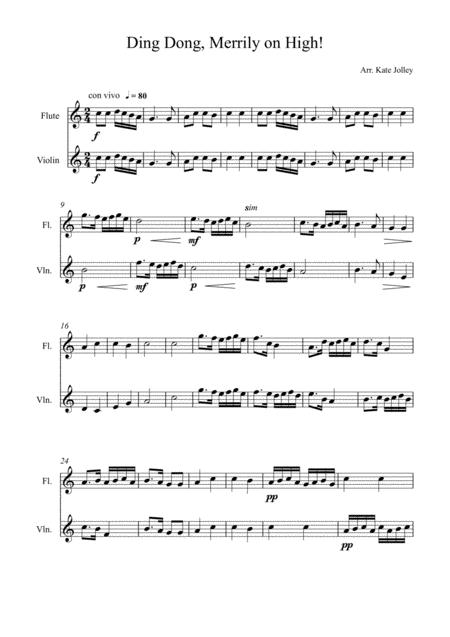 Ding Dong Merrily On High Duet C Instruments Sheet Music