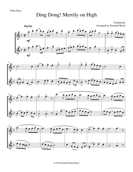 Ding Dong Merrily On High Flute Duet Sheet Music