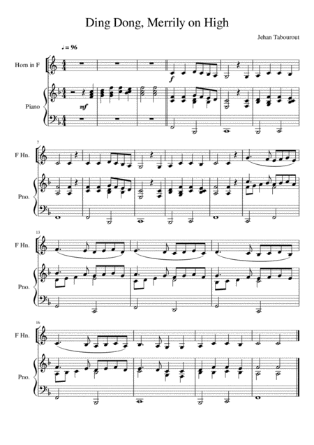 Ding Dong Merrily On High Horn In F Solo Sheet Music