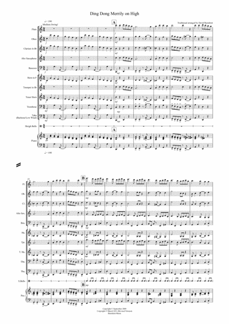 Ding Dong Merrily On High Jazzy Style For School Concert Band Sheet Music