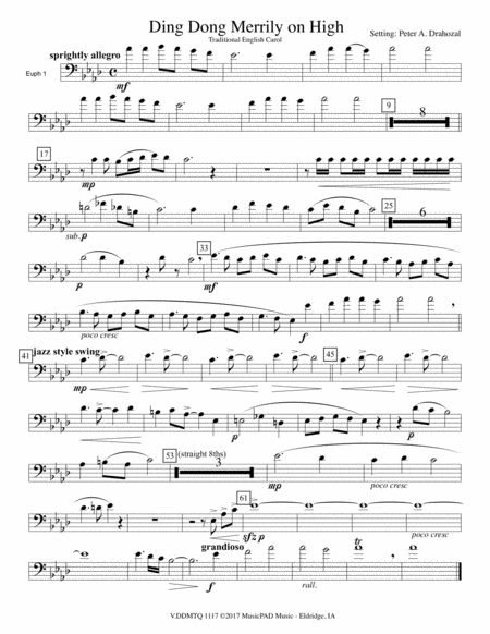 Free Sheet Music Ding Dong Merrily On High Mixed Tuba Quartet