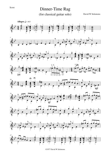 Dinner Time Rag For Guitar Solo Sheet Music