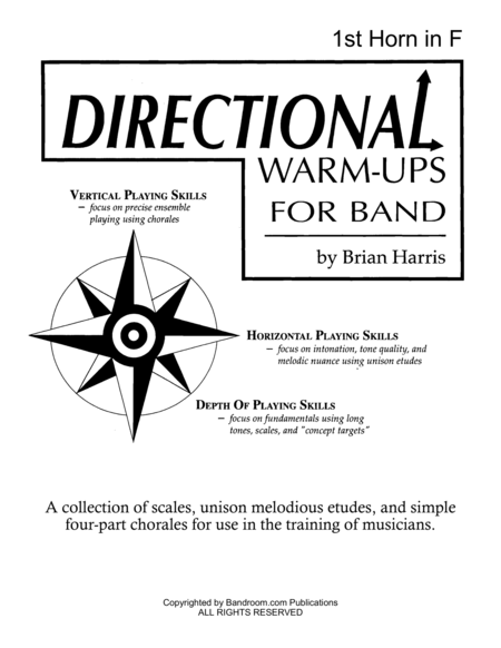 Directional Warm Ups For Band Method Book Part Book Set F 1st Horn In F 2nd Horn In F And Site License To Photocopy Sheet Music