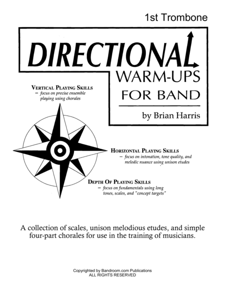 Directional Warm Ups For Band Method Book Part Book Set G Trombone 1 Trombone 2 And Site License To Photocopy Sheet Music