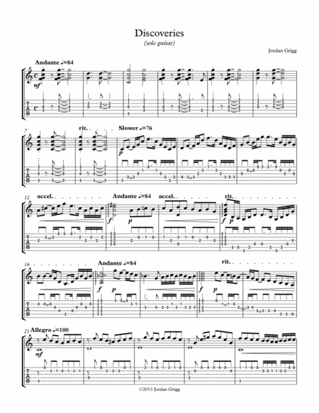 Discoveries Solo Guitar Sheet Music