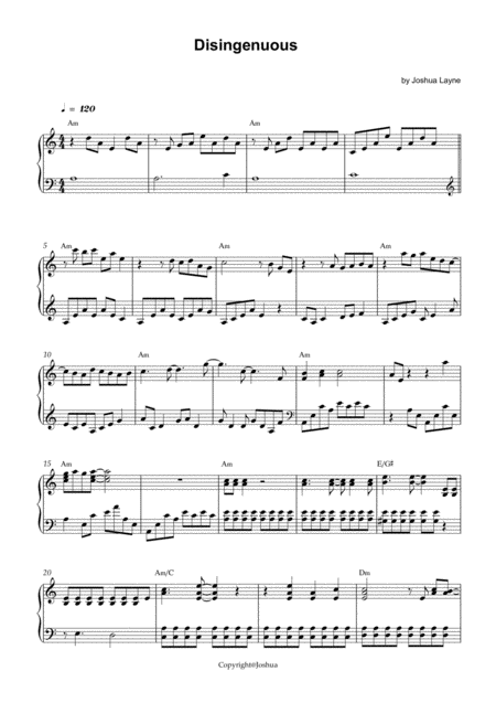 Free Sheet Music Disingenuous Edgy Piano
