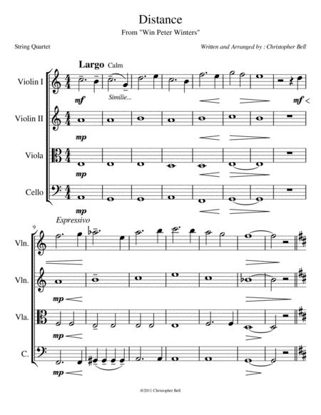 Free Sheet Music Distance For String Quaret