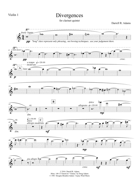 Divergences Violin 1 Sheet Music