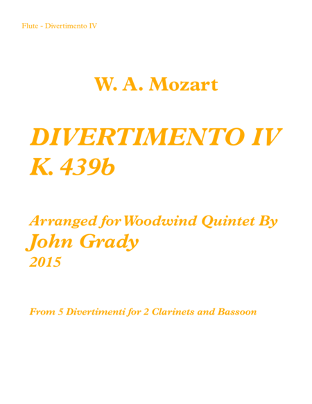 Free Sheet Music Divertimento 4 For Woodwind Quintet K 439