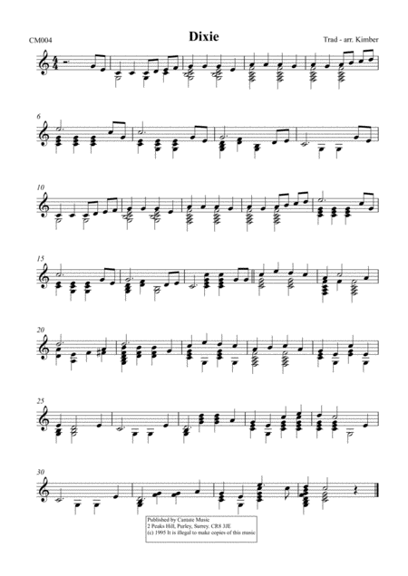 Dixie American Trad Sheet Music