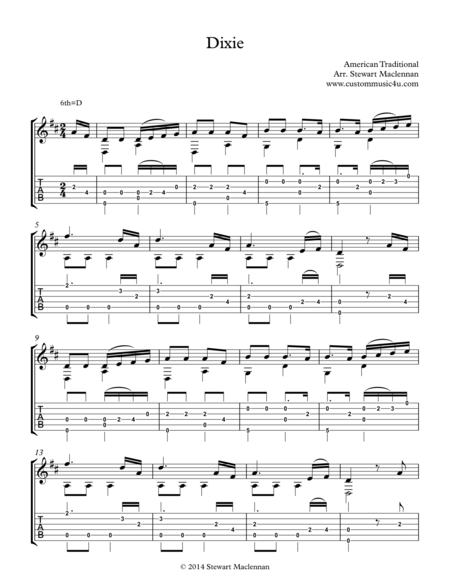 Free Sheet Music Dixie