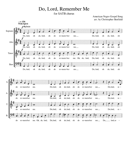 Do Lord Remember Me Sheet Music