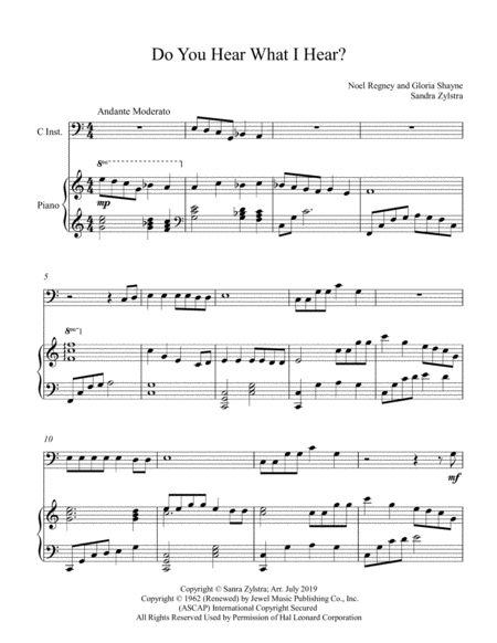 Do You Hear What I Hear Bass C Instrument Solo Sheet Music