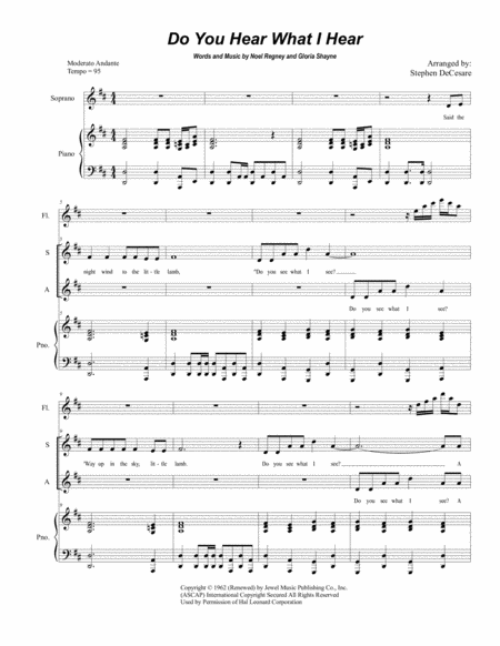 Free Sheet Music Do You Hear What I Hear Duet For Soprano And Alto Solo