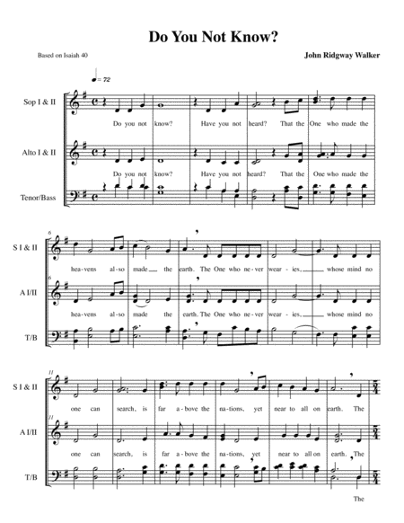 Free Sheet Music Do You Not Know Isaiah 40