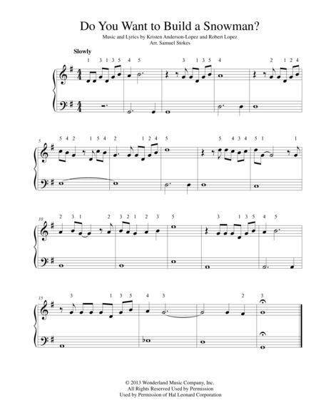 Do You Want To Build A Snowman For Easy Piano Sheet Music