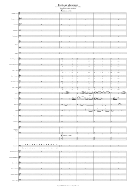 Domine Ad Adiuvandum Score And Parts For Brass Strings Two Choirs Up To Two Organs And Optional Lute Sheet Music