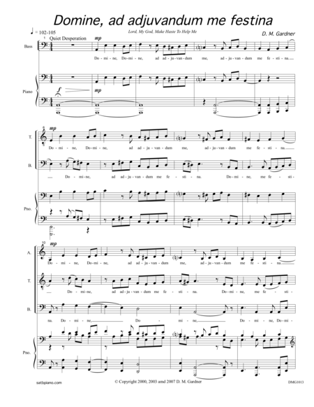 Domine Ad Adjuvandum Me Festina Satb Divisi And Piano Or Organ Sheet Music