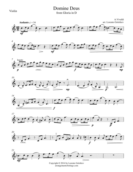 Domine Deus From Gloria In D Sheet Music