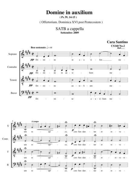 Free Sheet Music Domine In Auxilium Ps 39 14 15 Choir Satb A Cappella