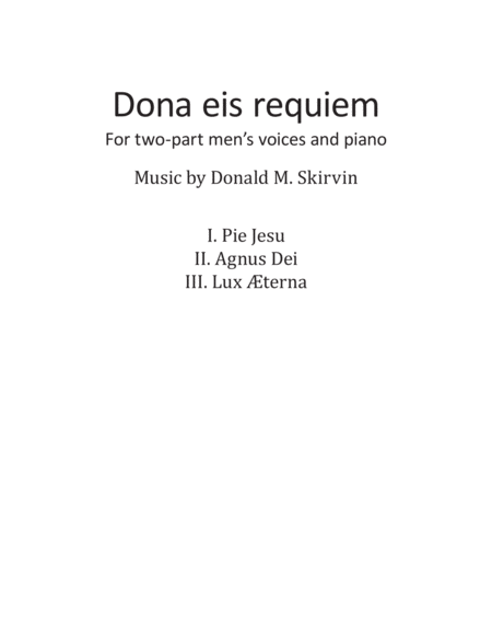 Free Sheet Music Dona Eis Requiem Two Part Mens Voices