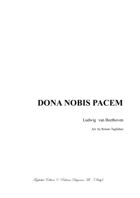 Dona Nobis Pacem Beethoven Arr For Brass Quartet Sheet Music