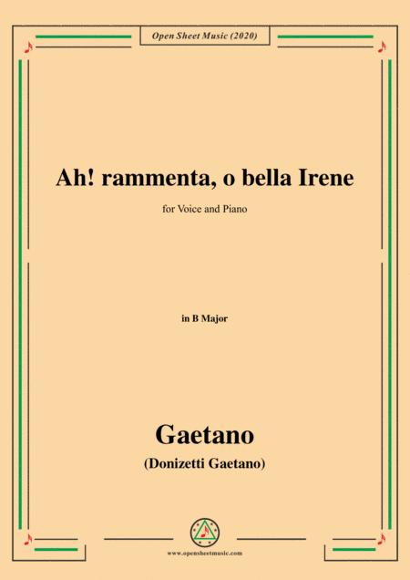 Donizetti Ah Rammenta O Bella Irene In B Major For Voice And Piano Sheet Music