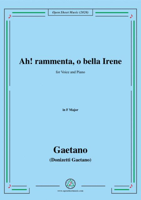 Donizetti Ah Rammenta O Bella Irene In F Major For Voice And Piano Sheet Music