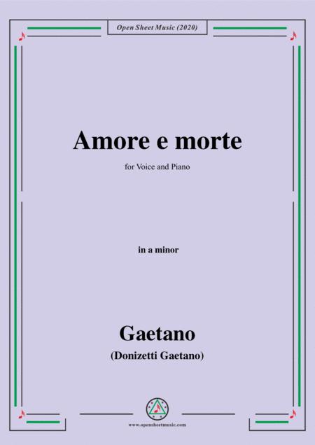 Donizetti Amore E Morte In A Minor For Voice And Piano Sheet Music