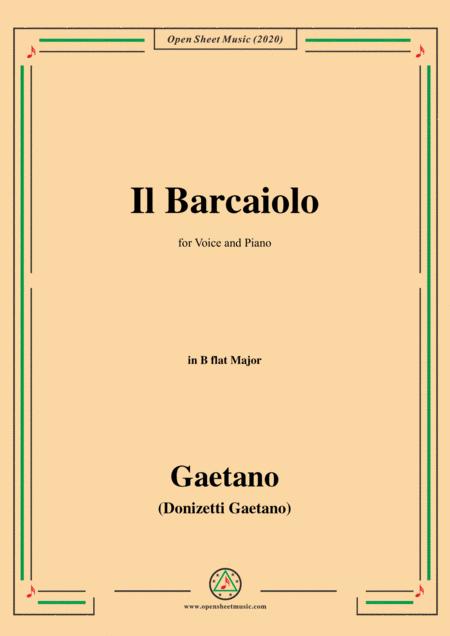 Donizetti Il Barcaiolo In B Flat Major For Voice And Piano Sheet Music