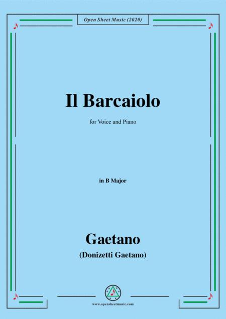 Free Sheet Music Donizetti Il Barcaiolo In B Major For Voice And Piano