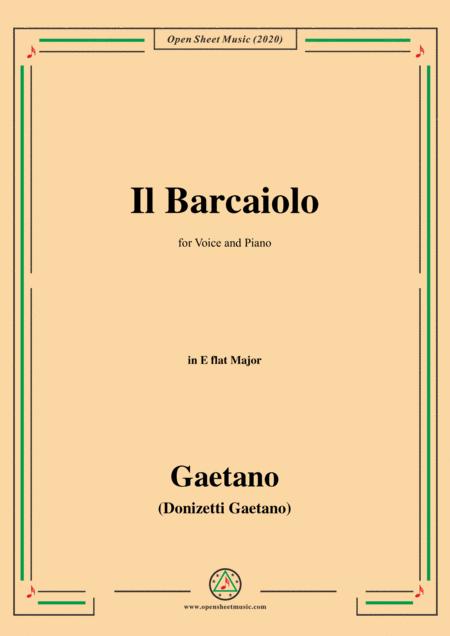 Free Sheet Music Donizetti Il Barcaiolo In E Flat Major For Voice And Piano