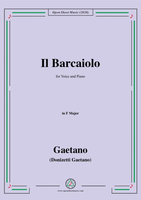 Donizetti Il Barcaiolo In F Major For Voice And Piano Sheet Music