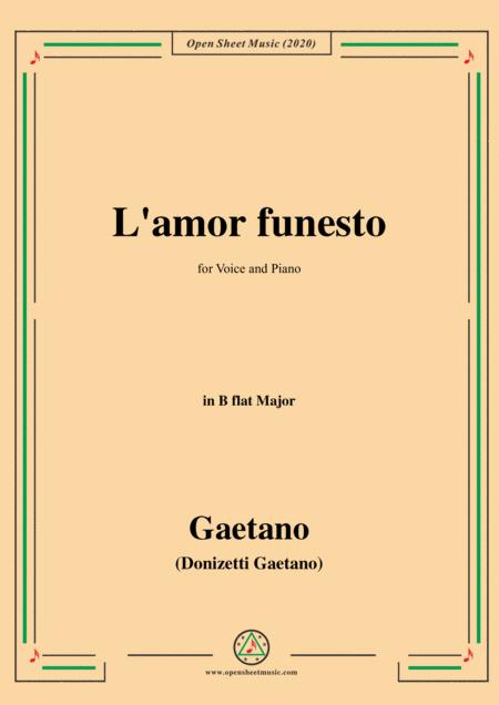 Donizetti L Amor Funesto In B Flat Major For Voice And Piano Sheet Music