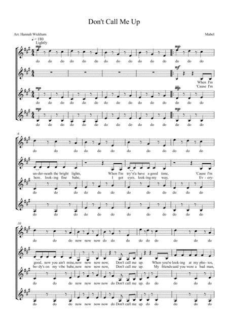 Free Sheet Music Dont Call Me Up Ssaa A Capella
