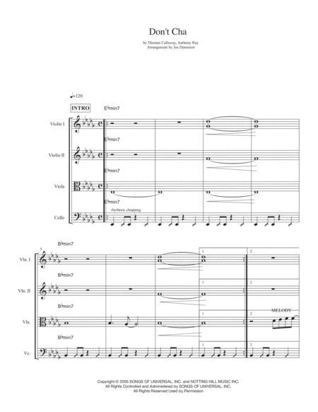 Dont Cha String Quartet Sheet Music