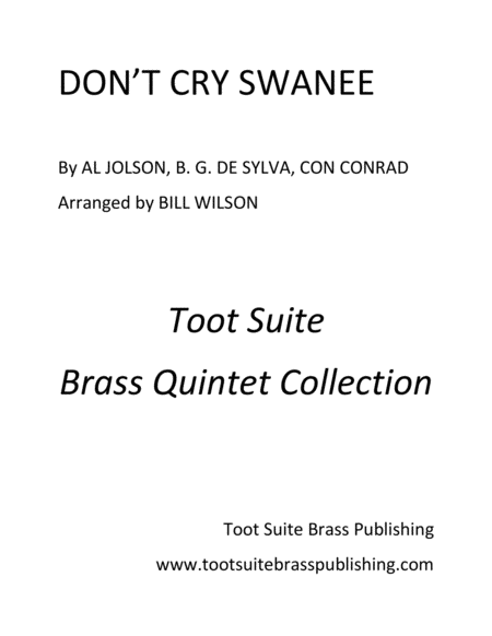 Dont Cry Swanee Sheet Music