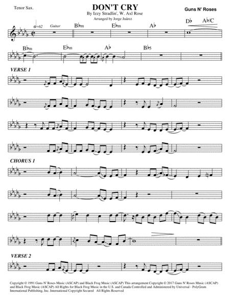 Free Sheet Music Dont Cry Tenor Sax