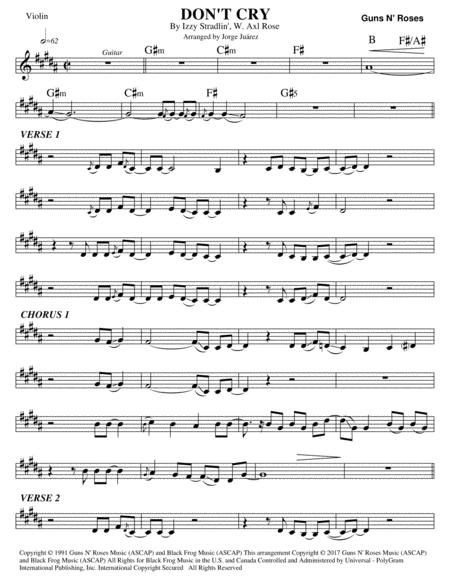 Dont Cry Violin Sheet Music